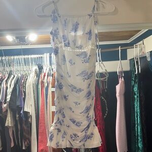 Floral Blue and White Dress